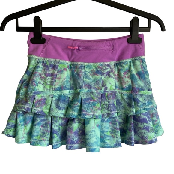 IVIVVA Lululemon 10 Set the Pace Pleated Skirt Skort Purple Blue Green Size 12 - Picture 3 of 7